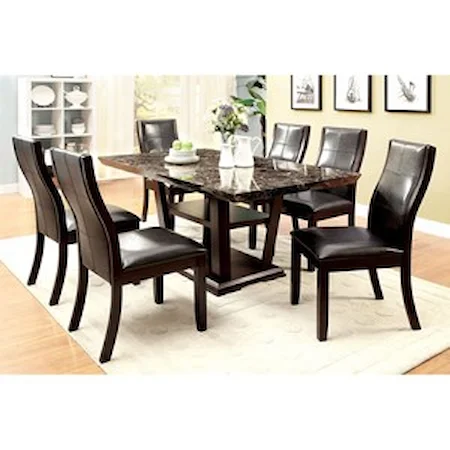 Contemporary Rectangular Dining Table with Faux Marble Top